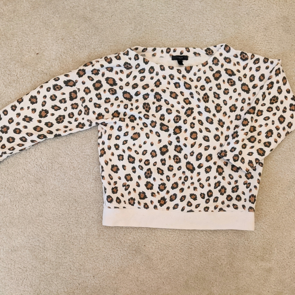 3/4 sleeve JCrew leopard print sweatshirt